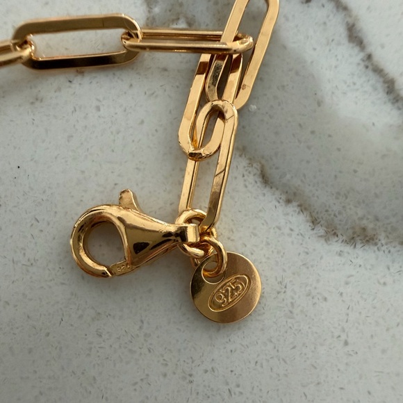 Oak and Luna CLASSIC PAPERCLIP CHAIN NECKLACE GOLD VERMEIL 16 inch - Picture 3 of 4